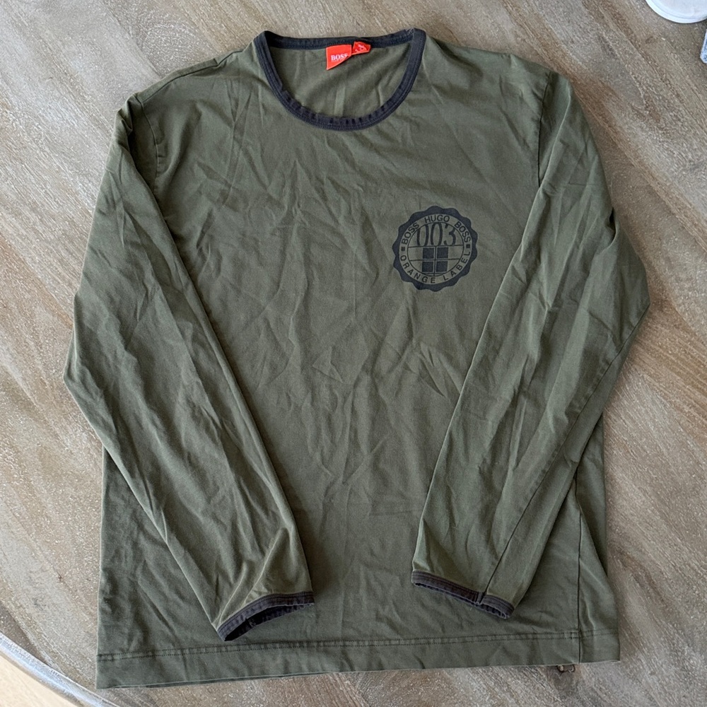Hugo Boss Dark Olive Long Sleeve Tee